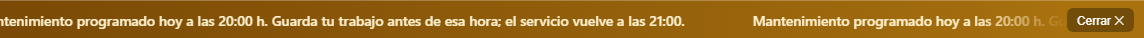 Aviso corriendo por el pie de la pantalla